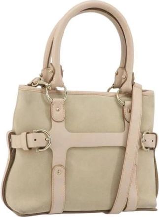 Ferragamo Pre-owned Hand Bag - Dames - Vintage Handtas - Beige - ONE Size - Leer - Vintage
