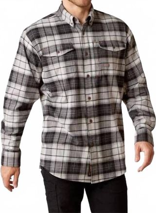 Ariat Mens Rebar Flannel Durastretch Work Shirt In Charcoal Gray