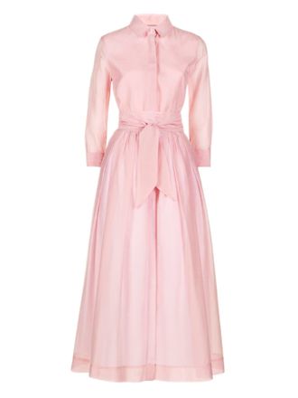 Sara Roka Midi Shirt Dress With Flared Skirt And Fabric Belt