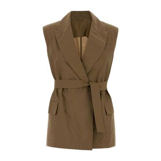 Brunello Cucinelli Brunello Cucinelli, Vests, female, Beige, Size: M Cappuccino Cotton-Blend Vest
