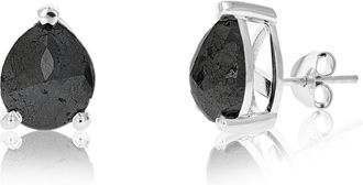 Vir Jewels 9 cttw Pear Shape Black Diamond Stud Earrings.925 Sterling Silver Prong Set