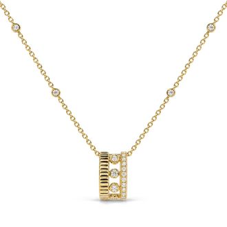 House of Brilliance 10K Yellow Gold 1/5 Cttw Diamond 3 Row Circle Pendant Necklace