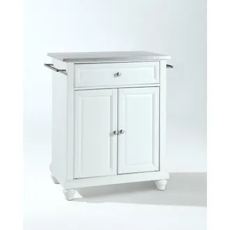 Crosley Furniture Cambridge Stainless Steel Top Portable Kitchen Island/Cart White/Stainless Steel
