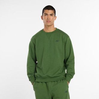New Balance Uomo Athletics French Terry Crew in Verde, Cotone, Taglia 2XL