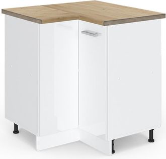 Vicco Armario De Esquina R-line, Blanco Alto Brillo, 75.6 Cm, Et Roble