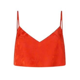 Pinko Alpago Top - Dames - Tops zonder mouwen - Oranje - S - Satijn - Tops