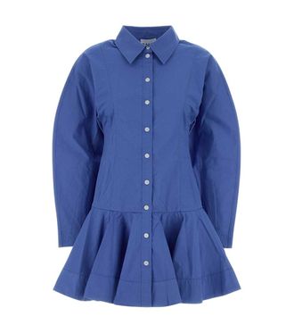Ganni Blue Shirt Collar Mini Dress