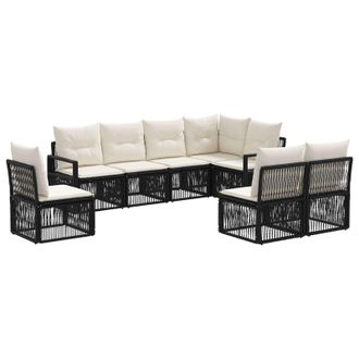 vidaXL Conjunto De Sof&aacute;s De Jard&iacute;n 8 Pcs Negro Rat&aacute;n Sint&eacute;tico Vidaxl