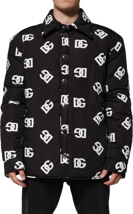 Dolce & Gabbana Black DG Monogram Nylon Windbreaker Mens Jacket