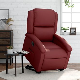 vidaXL Vidaxl - Sill&oacute;n Elevable El&eacute;ctrico Cuero Artificial Rojo Tinto