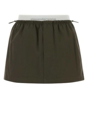 Alexander Wang Alexander Wang Olive Green Cotton Mini Skirt