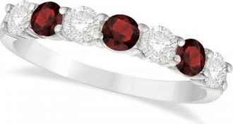 Allurez Diamond & Garnet 7 Stone Wedding Band 14k White Gold (1.00ct)