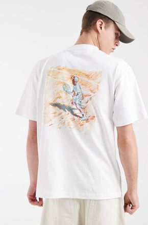 Lacoste T-shirt bianca con stampa dipinto sul retro-Bianco