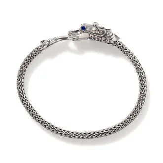 John Hardy Legends Naga Sterling Silver With Black Sapphire & Blue Sapphire Eyes Bracelet - Bbs601334blsbnxum