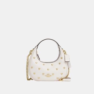 Coach Womens Carmen Mini Crossbody Bag With Heart Rivets - White Leather - One Size
