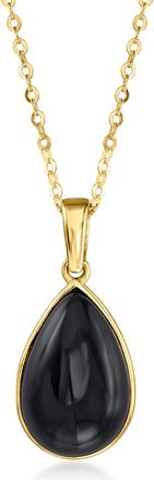 Ross-Simons Onyx Pendant Necklace in 10kt Yellow Gold