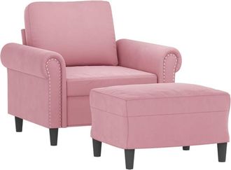 vidaXL Sill&oacute;n Con Taburete Terciopelo Rosa 60 Cm Vidaxl