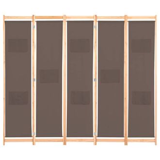 Berkfield Home 5-Panel Room Divider Brown 200x170x4 cm Fabric | Size: 200 x 170 x 4 cm