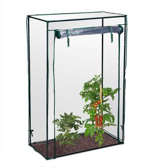 Relaxdays 2 Invernaderos Tomates, 100 X 150 X 50 Cm, Mini Huerto, Jard&iacute;n O Balc&oacute;n, Vertical, Acero, Pvc, Transparente