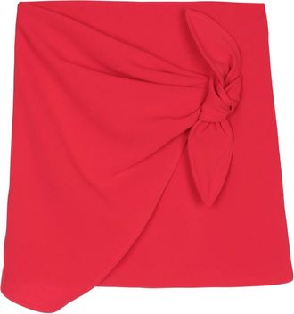 Elisabetta Franchi Rok met knoopdetail en asymmetrische zoom - Dames - Korte rokken - Rood - M - Polyester - Rokken