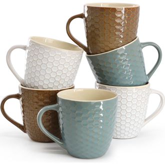 Elama Honey Bee 6-Piece 15 oz. Mug Set in White at Nordstrom