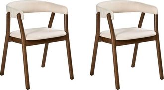 Beliani Set of 2 Dining Chairs MYLO Fabric Off-White/ Dark Brown