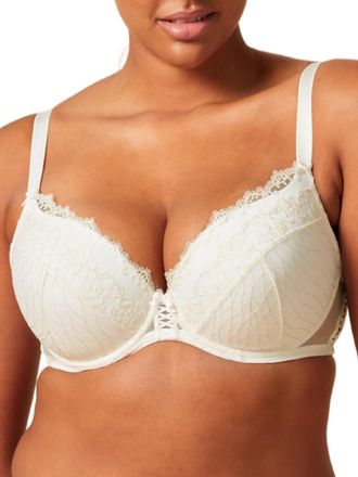 Gossard Womens Lacage Padded Plunge Bra - White polyamide - Size 36FF
