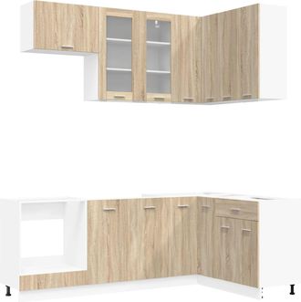 vidaXL Unidad De Cocina Lyon 8 Uds. Roble Sonoma Madera De Ingenier&iacute;a Vidaxl