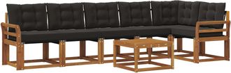 vidaXL Conjunto De Sof&aacute;s De Exterior 7 Uds. Natural Y Negro Vidaxl