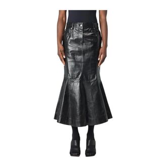 Sportmax Leather Skirts, female, Black, XS, Leather Midi Mermaid Skirt