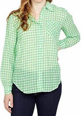 Elliott Lauren Day Button Front Shirt In Green/white