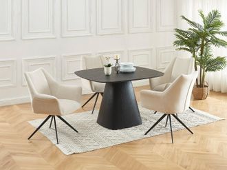 Vente-Unique Sedia con braccioli in Tessuto e Metallo Nero Beige - KARDESA della Maison Céphy