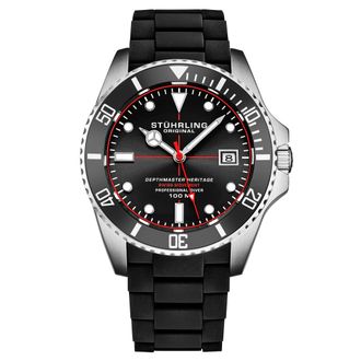 St&uuml;hrling Datemaster Heritage 4087 Mens 44mm - Black Stainless Steel - One Size
