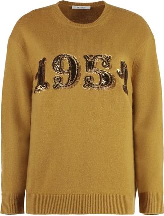 Max Mara Plata wollen en kasjmier trui - Dames - Ronde hals truien - Bruin - XS - Wol - Truien & Vesten