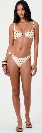 Nicholas Halia Bikini Ring Bottom in Lemon Polka Dot at Nordstrom, Size X-Large