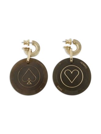 Herm&egrave;s 2020-2025 Gold Plated Horn Faites Vos Jeux Push Back Earrings costume earrings - Brown