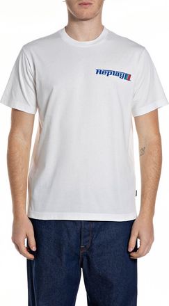 Replay T-Shirt REPLAY, Herren, Gr. XXL, natural wei&szlig;, Jersey, Obermaterial: 100% Baumwolle, bedruckt, regular fit h&uuml;ftlang, Rundhals, abgesteppte Kante, Shir