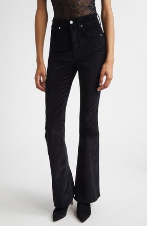 Veronica Beard Beverly High Waist Skinny Flare Velvet Jeans in Black at Nordstrom, Size 24