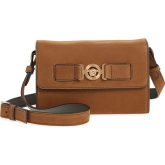 Versace Medusa Leather Crossbody Bag in Light Brown-Versace Gold at Nordstrom