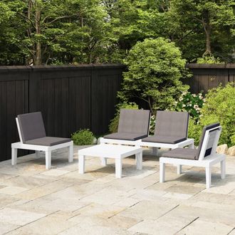 vidaXL Set De Muebles De Jard&iacute;n 4 Piezas Con Cojines Pl&aacute;stico Blanco Vidaxl