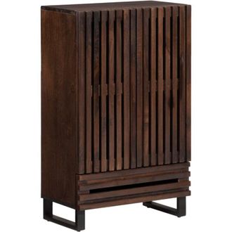 vidaXL Aparador Alto Madera Maciza De Mango Marr&oacute;n 60x34x100 Cm Vidaxl