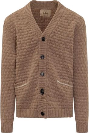 Rakk&igrave; Gebreid vest met textuur - Heren - Vesten - Bruin - 2XL - Truien & Vesten