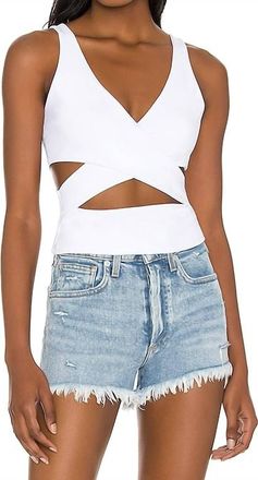 Susana Monaco Cutout Crossover Crop Top In Sugar