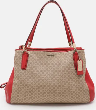 Coach Beige Coach Op Art Canvas And Leather Madison Phoebe Shoulder Bag