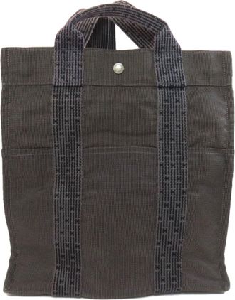 Herm&egrave;s Gray Canvas Backpack (Pre-Owned)