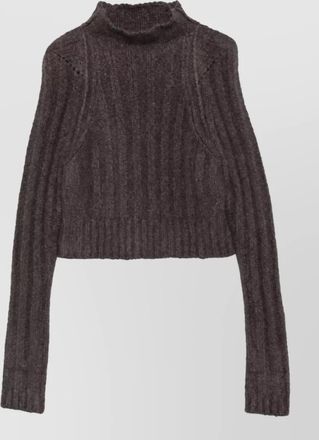 Rick Owens cashmere silk ribbed high neck cropped sweatshirt