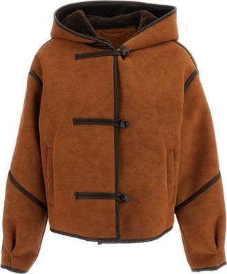 Stand Studio Brown Fia Hooded Toggle Faux Shearling Jacket