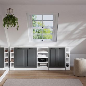 Vicco Conjunto De Armarios Para Techo Inclinado Rion, Antracita Casa De Campo, 210 Cm Lote De 5 Carcasas De Armario 60 Cm De Profundidad, Vicco