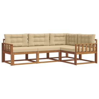 vidaXL Conjunto De Sof&aacute;s De Exterior Con Coj&iacute;n 4 Pcs Natural Y Beige Vidaxl