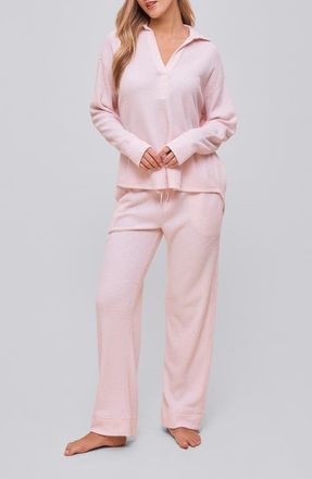 Papinelle Sleepwear Super Soft Waffle Knit Pajamas in Winter Rose at Nordstrom, Size Large